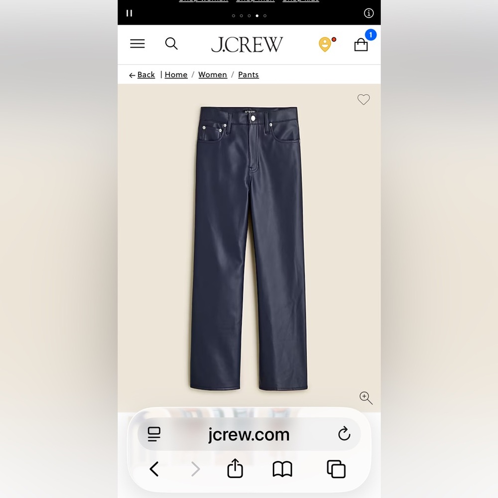 J. Crew Slim Wide Faux Leather Women’s 32 NWT